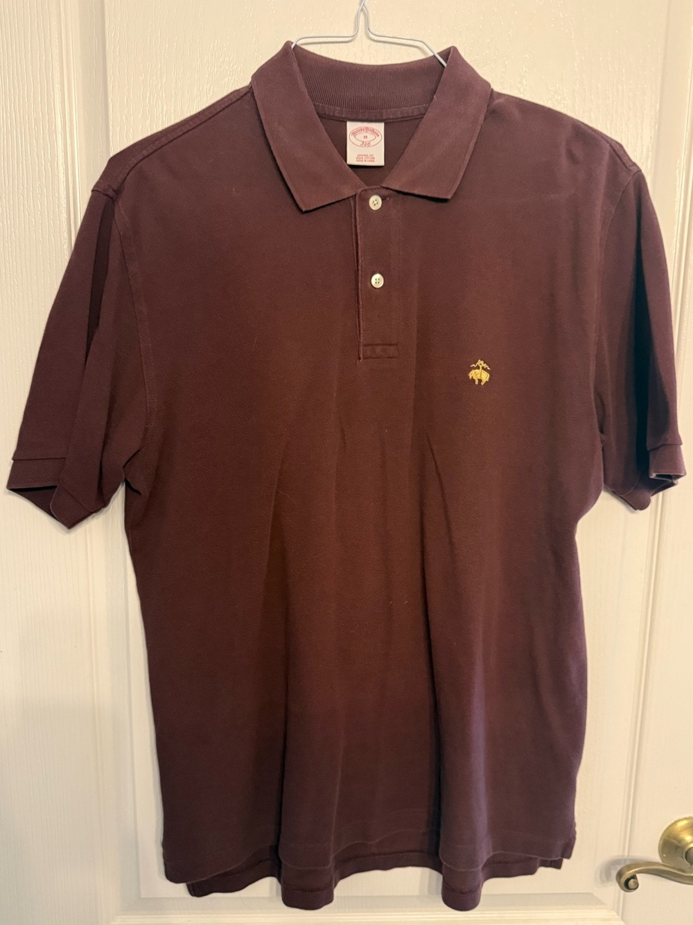 Brooks Brothers Men's Polo Shirt in Deep Brown with Gold Logo